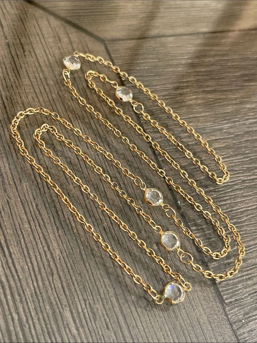 Vintage Style “Diamonds by the Yard" Style Station Necklace 26 1/2” approx